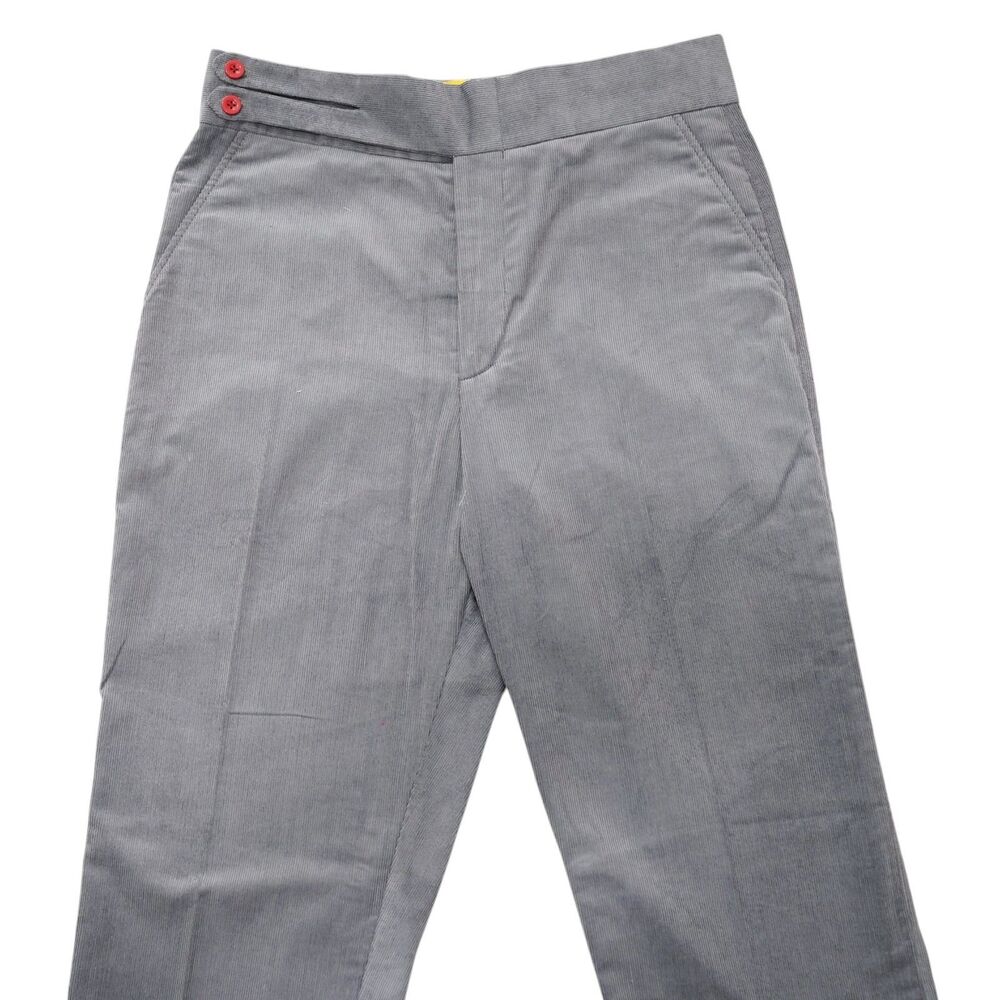 Mens 32 Gurkha Pants Gray Corduroy High Waist Flat Front Straight Fit Trousers